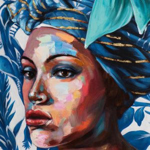 Schilderij Afrikaanse vrouw Blue Beauty