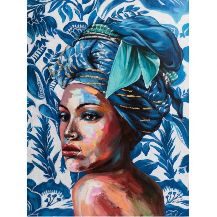Schilderij Afrikaanse vrouw Blue Beautyy