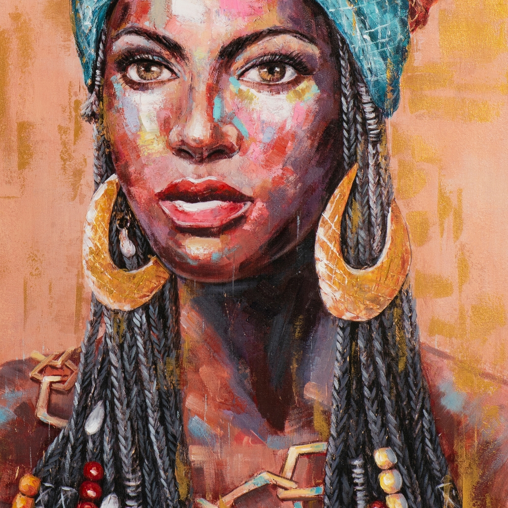 Dwingend pleegouders Van toepassing zijn Schilderij Afrikaanse vrouw met tulband II - Bergerac Schilderij Afrikaanse  vrouw met tulband II