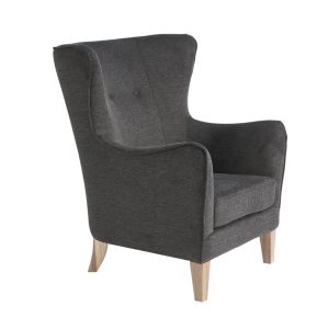 Donkergrijze fauteuil met een nostalgische vormgeving. Een heerlijke comfort voor zowel een klassiek en modern interieur.